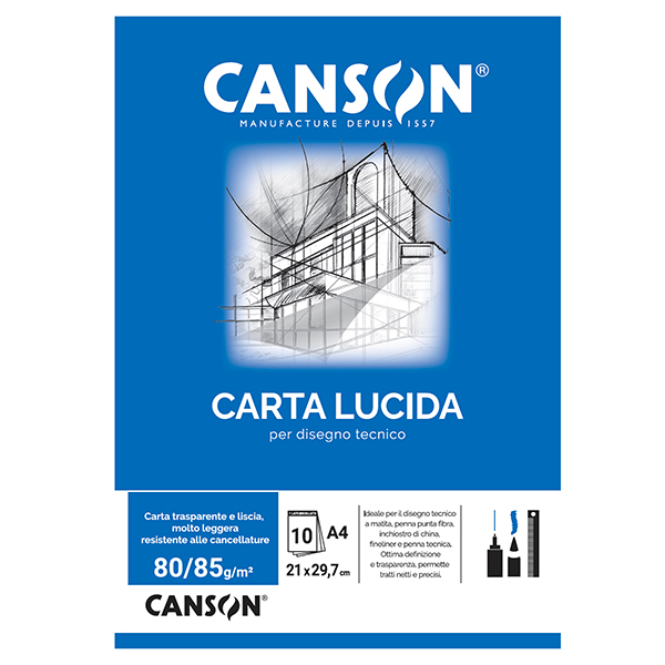 Blocco carta lucida - A4 - 10 fogli - 80gr - uso manuale - Canson
