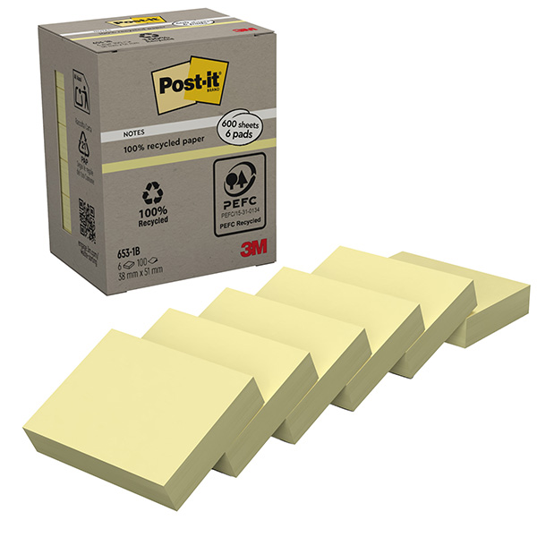 Blocco Post-it Notes Green - 653-1B - 38 x 51 mm - 100% riciclabile - giallo - 100 fogli - - Post-it Blocco Post-it Notes Green - 653-1B - 38 x 51 mm - 100% riciclabile - giallo - 100 fogli - - Post-it