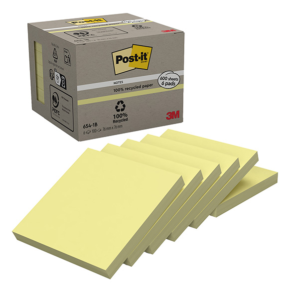 Blocco Post-it Notes Green - 654-1B - 76 x 76 mm - giallo - 100 fogli - riciclabile 100% - Post-it Blocco Post-it Notes Green - 654-1B - 76 x 76 mm - giallo - 100 fogli - riciclabile 100% - Post-it