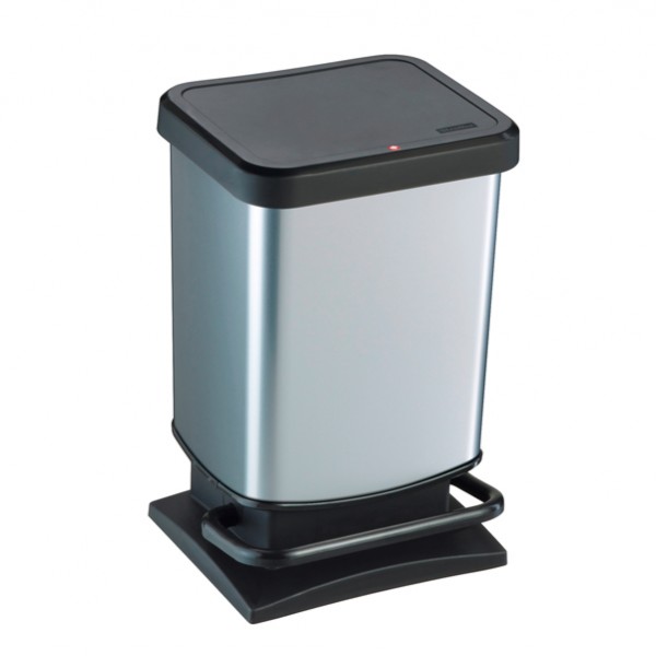 Pattumiera a pedale Paso - 29x27x46 cm - 20 L - PPL metallizzato - nero/argento - Rotho Pattumiera a pedale Paso - 29x27x46 cm - 20 L - PPL metallizzato - nero/argento - Rotho