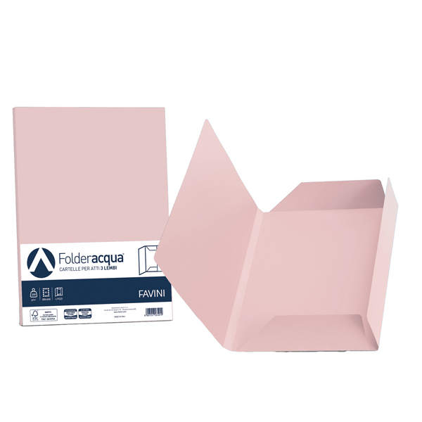 Cartellina 3 lembi Acqua - 200 gr - A4 - cartoncino bristol - rosa - Favini - conf. 25 pezzi Cartellina 3 lembi Acqua - 200 gr - A4 - cartoncino bristol - rosa - Favini - conf. 25 pezzi