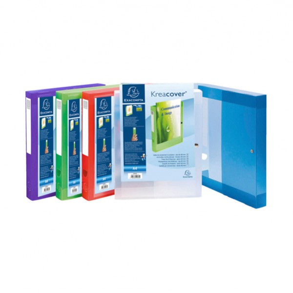 Cartella 3 lembi con bottone Kreacover - A4 - dorso 4 cm - PP - colori assortiti - Exacompta Cartella 3 lembi con bottone Kreacover - A4 - dorso 4 cm - PP - colori assortiti - Exacompta