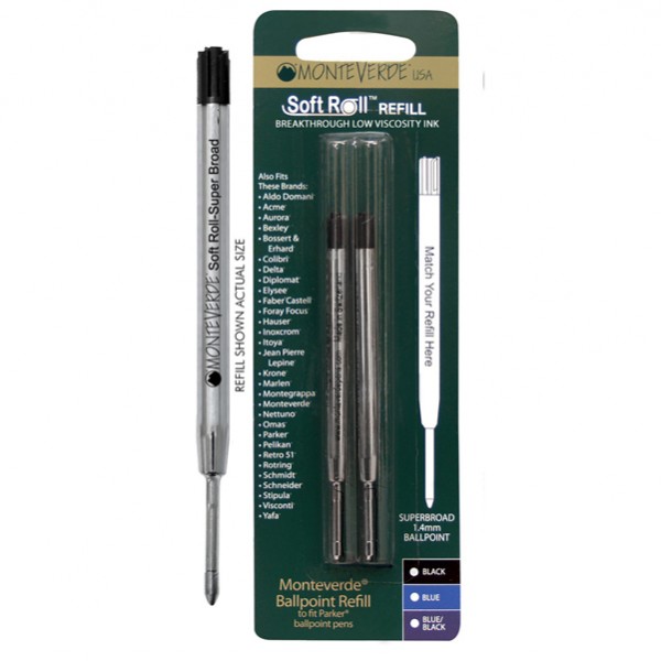 Refill per sfera Parker - punta large - nero - Monteverde - conf. 2 pezzi Refill per sfera Parker - punta large - nero - Monteverde - conf. 2 pezzi