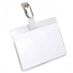Portanome a tasca aperta - clip in metallo - 6 x 9 cm - trasparente - Durable - conf. 25 pezzi