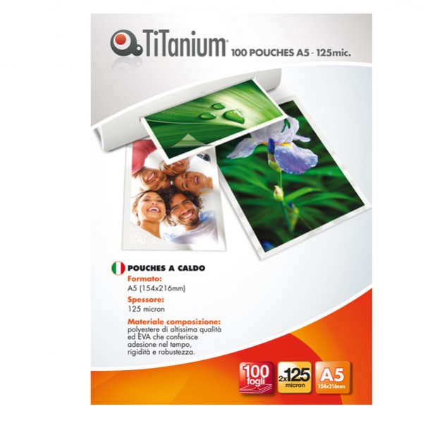 Pouches - A5 - 154x216mm - 2x125 micron - Titanium - conf. 100 pezzi Pouches - A5 - 154x216mm - 2x125 micron - Titanium - conf. 100 pezzi