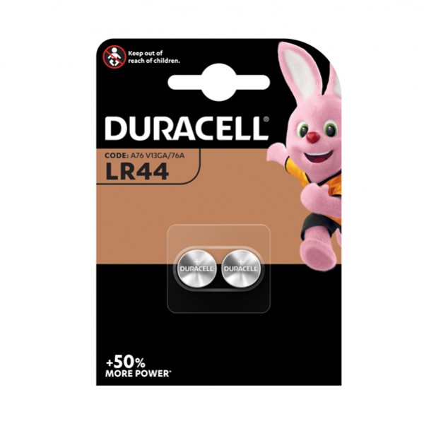 Micorpila LR44 - 1,5V - a pastiglia - alcalina - Duracell - blister 2 pezzi