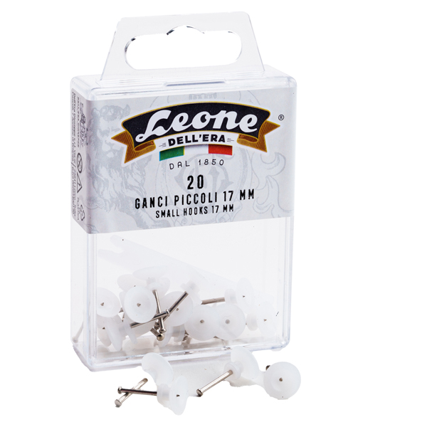 Ganci per quadri – con spilli assortiti - 1,7 cm - trasparente - Leone – conf. 20 pezzi Ganci per quadri – con spilli assortiti - 1,7 cm - trasparente - Leone – conf. 20 pezzi