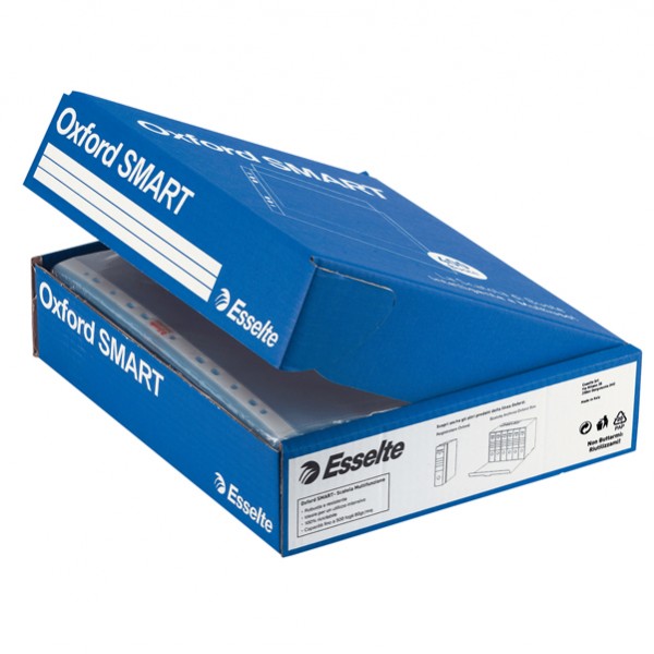 Buste forate Oxford Smart - Standard - buccia - 22 x 30 cm - trasparente - Esselte - conf. 400 pezzi Buste forate Oxford Smart - Standard - buccia - 22 x 30 cm - trasparente - Esselte - conf. 400 pezzi