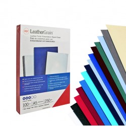 Copertine LeatherGrain per rilegatura - A4 - goffrate - blu - 250 gr - GBC - conf. 100 pezzi