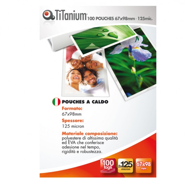 Pouches - badge - 67x98 mm - 2x125 micron - Titanium - conf. 100 pezzi Pouches - badge - 67x98 mm - 2x125 micron - Titanium - conf. 100 pezzi