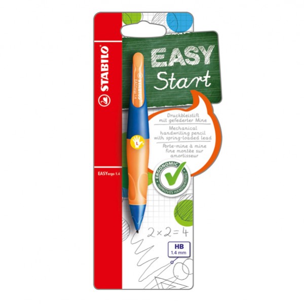 Portamine Easyergo - 1,4mm + 3 mine - per mancini - fusto arancio/blu - Stabilo