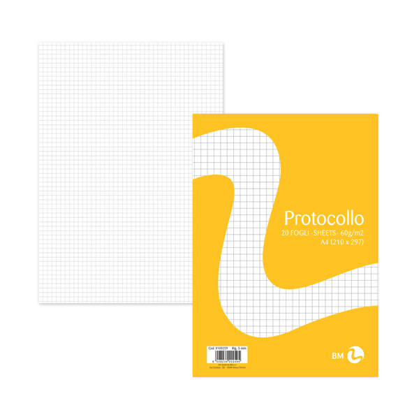 Foglio protocollo - A4 - 5 mm - 60 gr - BM - conf. 20 pezzi Foglio protocollo - A4 - 5 mm - 60 gr - BM - conf. 20 pezzi