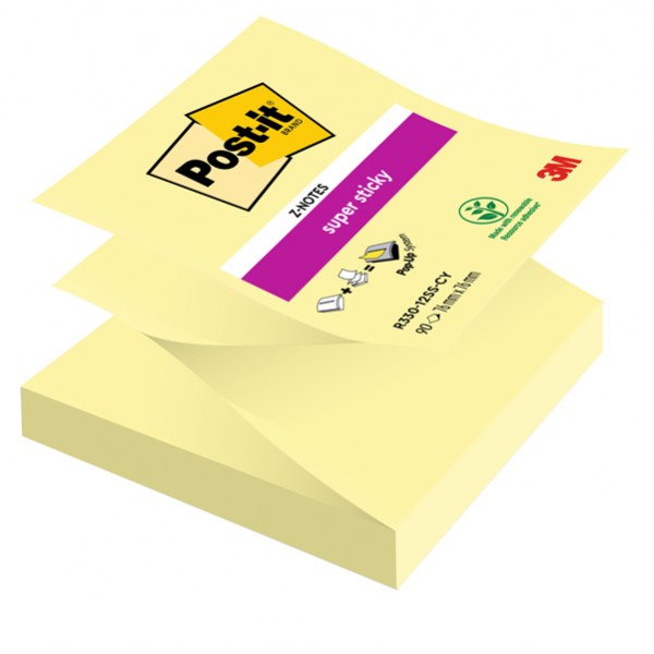 Blocco Post-it Super Sticky Z Notes - R330-123SS-CY - 76 x 76 mm - giallo Canary - 90 fogli - Post-it Blocco Post-it Super Sticky Z Notes - R330-123SS-CY - 76 x 76 mm - giallo Canary - 90 fogli - Post-it