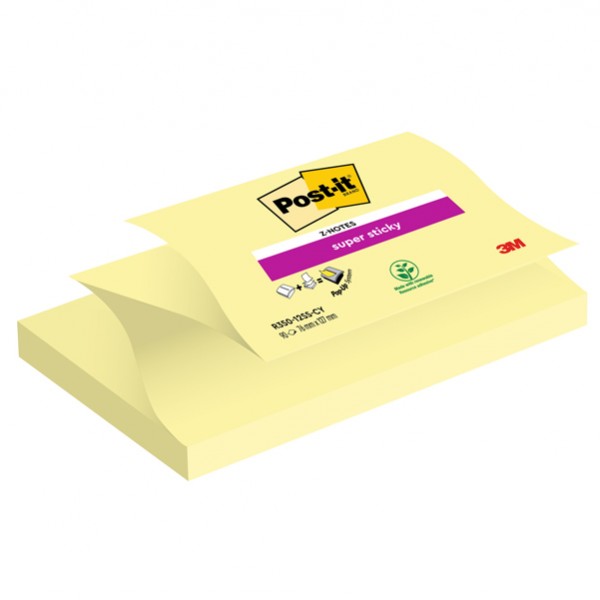 Blocco Post-it Super Sticky Z Notes - R350-123SS-CY - 76 x 127 mm - giallo Canary - 90 fogli - Post-it Blocco Post-it Super Sticky Z Notes - R350-123SS-CY - 76 x 127 mm - giallo Canary - 90 fogli - Post-it