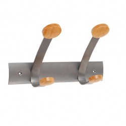 Appendiabiti da muro - 2 posti - 30 x 11,2 x 17,5 cm - metallo/legno - grigio metallo/legno chiaro - Alba