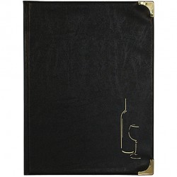 Carta dei vini Basic - A4 - 31,5 x 24 cm - PVC - nero - 4+2 buste fisse incluse - Securit