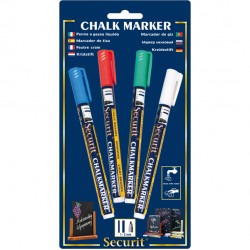Marcatore a gesso liquido - punta fine da 1,00-2,00mm - colore assortiti base - Securit - conf. 4 pezzi