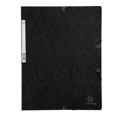 Cartella 3 lembi con elastico angolare - A4 - dorso 0,3 cm - cartoncino Lustrè - nero - Exacompta