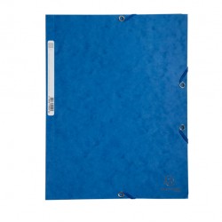 Cartella 3 lembi con elastico angolare - A4 - dorso 0,3 cm - cartoncino Lustrè - blu - Exacompta
