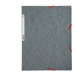 Cartella 3 lembi con elastico angolare - A4 - dorso 0,3 cm - cartoncino Lustrè - grigio - Exacompta