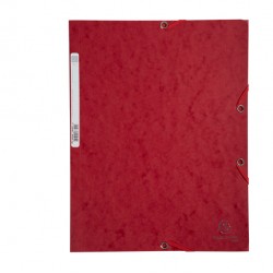 Cartella 3 lembi con elastico angolare - A4 - dorso 0,3 cm - cartoncino Lustrè - rosso ciliegia - Exacompta