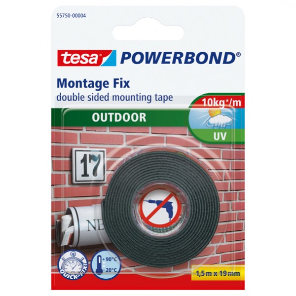 Nastro biadesivo Powerbond - 19 mm x 1,5 m - acrilico - bianco - Tesa Nastro biadesivo Powerbond - 19 mm x 1,5 m - acrilico - bianco - Tesa