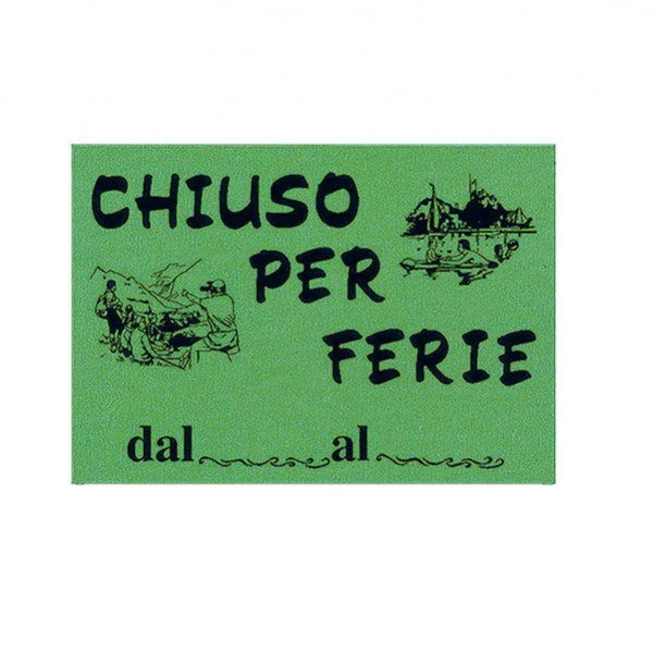 Cartello in cartoncino CHIUSO PER FERIE - 16x23 cm - giallo - CWR Cartello in cartoncino CHIUSO PER FERIE - 16x23 cm - giallo - CWR