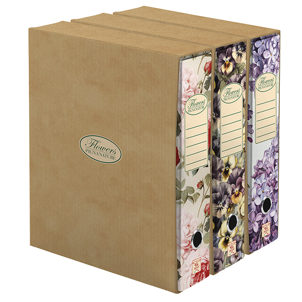 Registratore a leva Nature Flowers - protocollo - dorso 8cm - Pigna