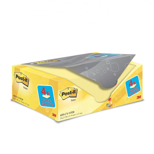 Blocco foglietti Post-it - 655CY-VP20 - 76 x 127 mm - 72 gr - giallo Canary - Post-it - conf. 20 blocchi Blocco foglietti Post-it - 655CY-VP20 - 76 x 127 mm - 72 gr - giallo Canary - Post-it - conf. 20 blocchi
