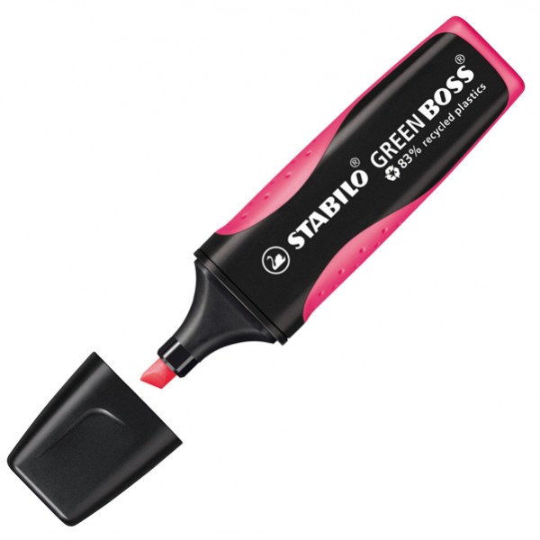 Evidenziatore Green Boss - punta a scalpello - tratto 2 - 5 mm - rosa 56 - 83% plastica riciclata - Stabilo Evidenziatore Green Boss - punta a scalpello - tratto 2 - 5 mm - rosa 56 - 83% plastica riciclata - Stabilo