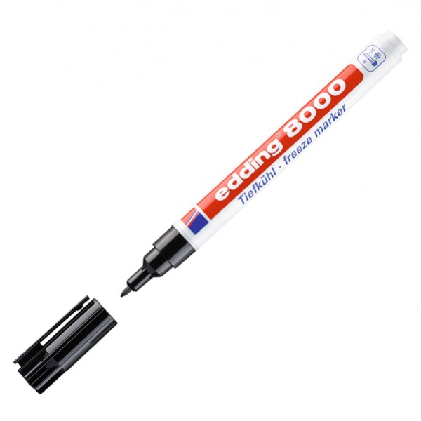 Marcatore permanente per freezer 8000 - punta tonda - 1 mm - nero - Edding Marcatore permanente per freezer 8000 - punta tonda - 1 mm - nero - Edding