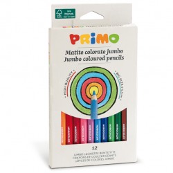 Matite colorate Jumbo - diametro mina 5,5 mm - colori assortiti - Primo - astuccio 12 matite