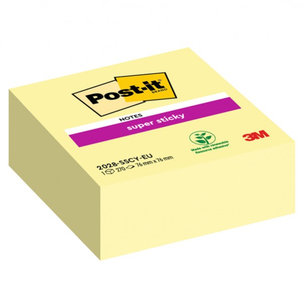 Blocco foglietti Cubo - 2028-SSCY-EU - 76 x 76 mm - giallo Canary - 270 fogli - Post-it