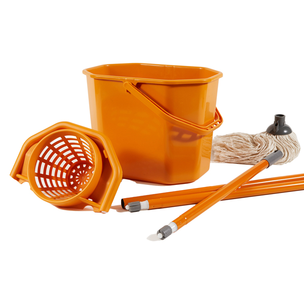 Kit per pavimenti Secchiostrizza - secchio con strizzatore 12 L + mop 240 gr + manico da 130 cm - arancione - Perfetto Kit per pavimenti Secchiostrizza - secchio con strizzatore 12 L + mop 240 gr + manico da 130 cm - arancione - Perfetto