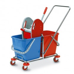 Carrello per pulizie Tucson - 50 L - 78 x 41 x 89cm - rosso/blu - PerfettoFactory