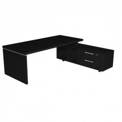 Scrivania Manager Prestige - con mobile servizio reversibile - 210 x 90 x 74 cm - nero venato