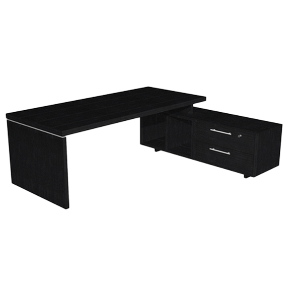 Scrivania Manager Prestige - con mobile servizio reversibile - 210 x 90 x 74 cm - nero venato Scrivania Manager Prestige - con mobile servizio reversibile - 210 x 90 x 74 cm - nero venato
