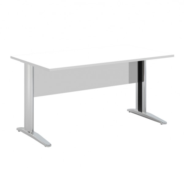 Scrivania lineare Easy - 140 x 80 x 72 cm - Bianco/grigio cromato Scrivania lineare Easy - 140 x 80 x 72 cm - Bianco/grigio cromato