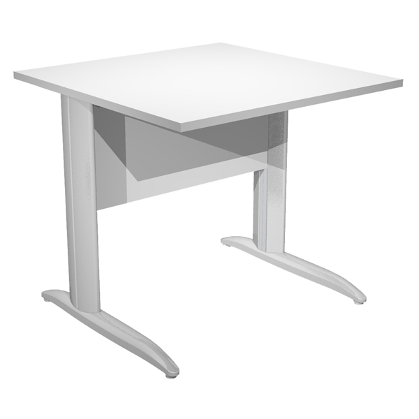 Scrivania lineare Easy - 80 x 80 x 72 cm - Bianco/grigio cromato Scrivania lineare Easy - 80 x 80 x 72 cm - Bianco/grigio cromato