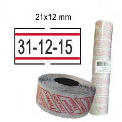 Rotolo da 1000 etichette per Printex Smart - 21x12 mm - adesivo removibile - bianco con righe rosse - Printex - Pack 10 rotoli