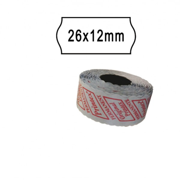 Rotolo da 1000 etichette a onda per Printex Smart 8/2612 - 26x12 mm - adesivo removibile - bianco - Printex - pack 10 rotoli Rotolo da 1000 etichette a onda per Printex Smart 8/2612 - 26x12 mm - adesivo removibile - bianco - Printex - pack 10 rotoli