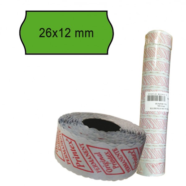 Rotolo da 1000 etichette a onda per Printex Smart 8/2612 - 26x12 mm - adesivo permanente - verde - Printex - pack 10 rotoli Rotolo da 1000 etichette a onda per Printex Smart 8/2612 - 26x12 mm - adesivo permanente - verde - Printex - pack 10 rotoli