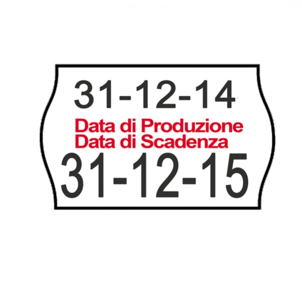 Rotolo da 1000 etichette a onda per Printex Smart 16/2616 - DATA PRODUZIONE / DATA SCADENZA - 26x16 mm - adesivo permanente - bianco - Printex - pack 10 rotoli Rotolo da 1000 etichette a onda per Printex Smart 16/2616 - DATA PRODUZIONE / DATA SCADENZA - 26x16 mm - adesivo permanente - bianco - Printex - pack 10 rotoli
