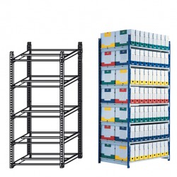 Scaffale RANG'ECO - modulo base - 5 ripiani - 100 x 70 x 200 cm - grigio - Paperflow