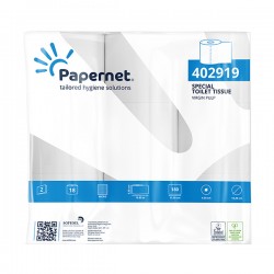 Carta igienica - 2 veli - 16,5 gr - 9,5 cm x 19,8 mt - diametro 10,2 cm - 180 strappi - Papernet - pacco 18 rotoli