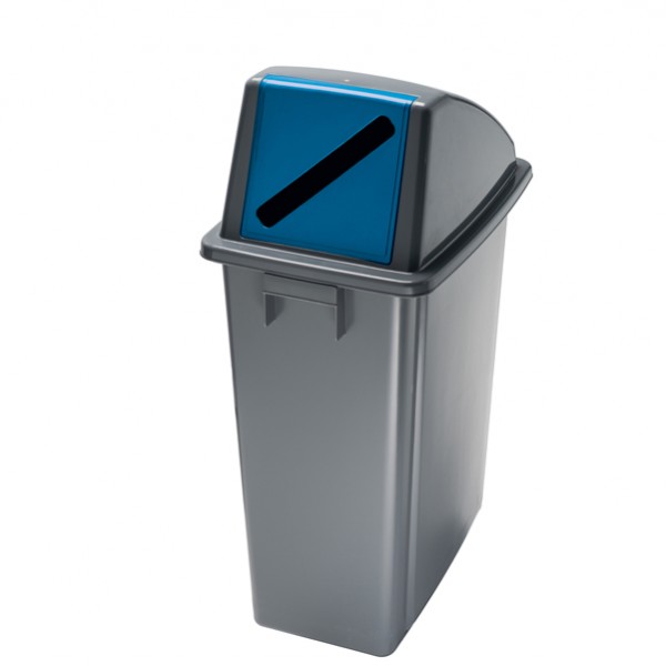 Contenitore Office 60 Lt - con feritoia per carta - 33x46x79 cm - grigio/blu - Medial