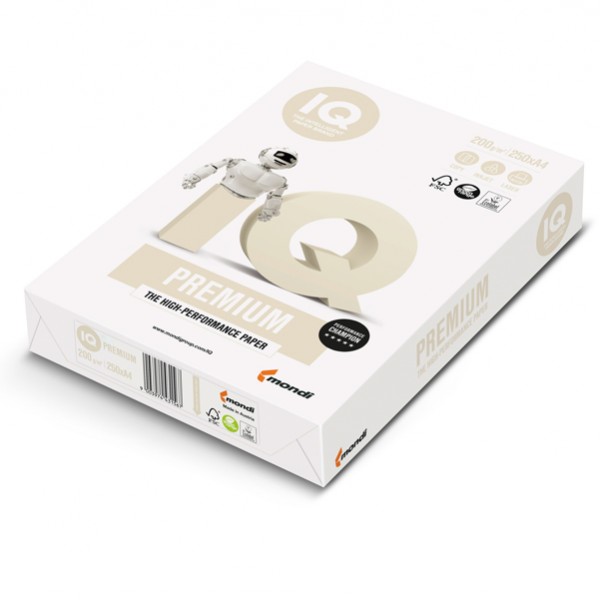 Carta IQ Premium - A4 - 200 gr - bianco - Mondi - conf. 250 fogli Carta IQ Premium - A4 - 200 gr - bianco - Mondi - conf. 250 fogli