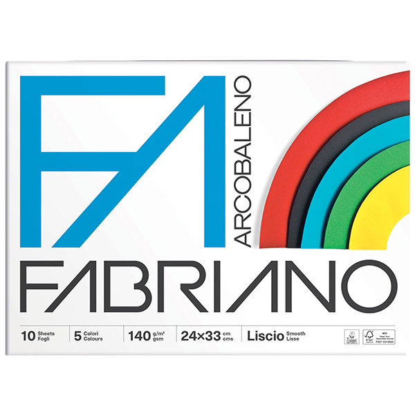 Album Arcobaleno - 24 x 33 cm - 10 fogli - 140 gr - 5 colori - Fabriano