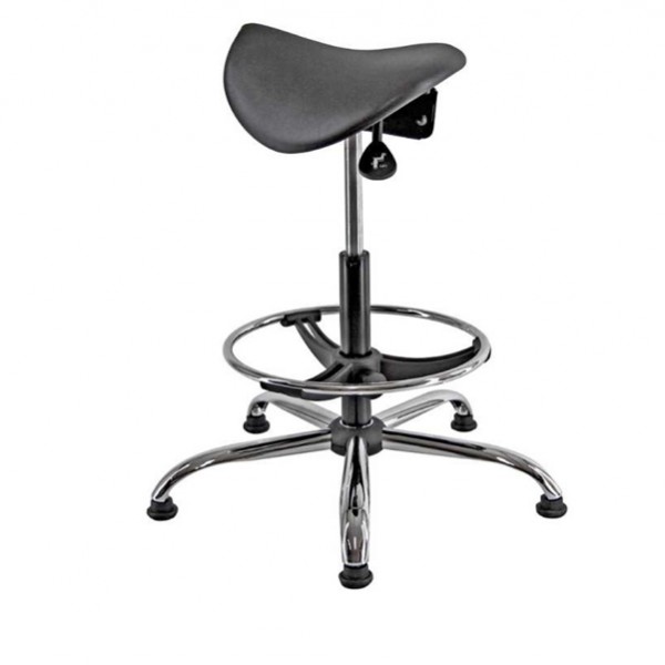 Sedia tecnica a sella E19W - con poggiapiedi telescopico - piedini in gomma - nero/acciaio - Unisit Sedia tecnica a sella E19W - con poggiapiedi telescopico - piedini in gomma - nero/acciaio - Unisit