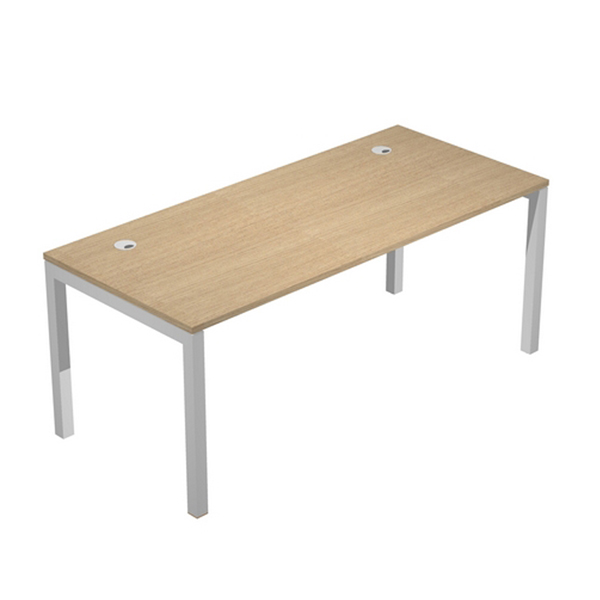 Scrivania singola Agorà - 180 x 80 x 74,6 cm - Rovere/grigio alluminio